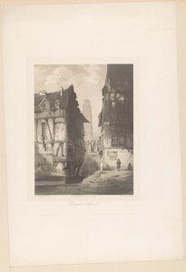 Utsikt over hus og katedralen i Rouen Vue-pris à Rouen (tittel på objekt) Fragmenter av landskap (serietittel) Fragments de paysages (serietittel)