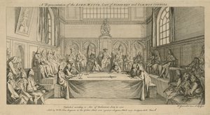 En representasjon av Lord Mayor, domstolen for Aldermen og Common Council av Hubert Francois Gravelot