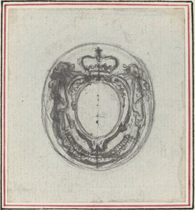 Armorial Cartouche med krone og swags av Hubert Francois Gravelot