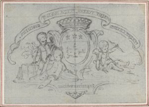 Våpenskjold med Three Putti av Hubert Francois Gravelot