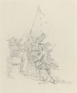 Han reiser seg: han har allerede med sine triumferende hender ... av Hubert Francois Gravelot