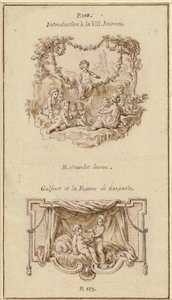 Nine Children Listening to a Girl Tell a Story; A Boy Handing a Purse to a Girl Seated on a Bed   1225526   no       norwegian Successfully Translated  Original: Kerkgangers buiten een kerk Translat: Kerkgangers buiten een kerk 1385732 no norwegian Success av Hubert Francois Gravelot