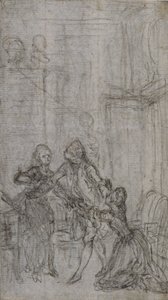 Studie til vignett-frontispiece i Charles-Simon Favarts «Vennskap på prøve»