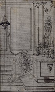 Studie for Vignette i Abbé Dinouarts quot;Vie du Venerable don Juan de Palafox,quot; s. 256 av Hubert Francois Gravelot