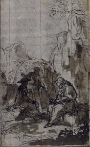 Studie for Vignette i Abbé Dinouarts quot;Vie du Venerable don Juan de Palafox,quot; s. 391 av Hubert Francois Gravelot