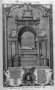 Monumentet til Mary Queen of Scots i Westminster Abbey, illustrasjon fra Rapins 