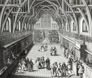 Westminster Hall, The First Day of Term, A Satirical Poem, 1797 gravert av C.Mosley av Hubert Francois Gravelot