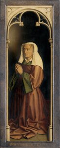 Lysbette Borluut, detalj fra Ghent-altertavlen, lukket (olje på panel) av Hubert & Jan van (1390 1441) Eyck