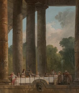 En bankett i ruinene av et tempel av Hubert Robert