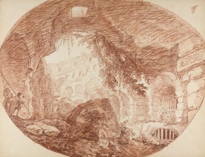 En kunstner som sitter i ruinene av Colosseum, ca. 1759 av Hubert Robert
