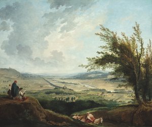 Et vidstrakt landskap nær Paris av Hubert Robert