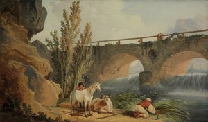 Bro over en kaskade. av Hubert Robert