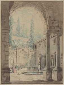 Gårdsplassen ved Villa Pliniana av Hubert Robert