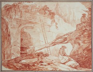 Tegner i ruinene på Palatinerhøyden av Hubert Robert