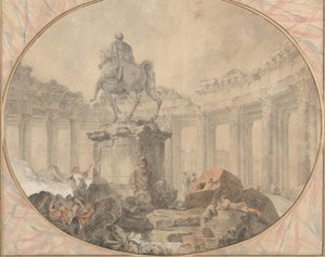 Rytterstatue av Marcus Aurelius, 1757. av Hubert Robert