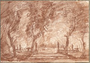 Fontene i parken av Hubert Robert