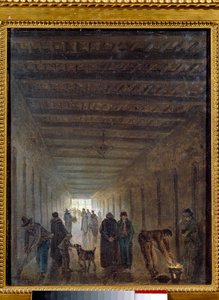 Fransk revolusjon: "" Korridorene i Saint Lazare fengsel i 1793"" Maleri av Hubert Robert (1733-1808) 1793 Søn. 0,4x0,32m. Paris, Carnavalet-museet av Hubert Robert