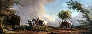 Gartnere som transporterer et appelsintre (olje på lerret) av Hubert Robert