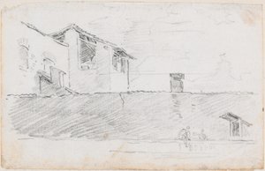 Husplater bak en vegg av Hubert Robert