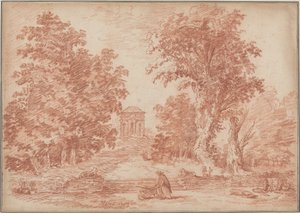 Italiensk park med et tempietto av Hubert Robert