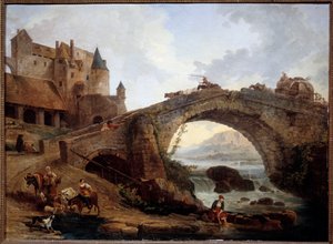 Landskap med bromaleri av Hubert Robert (1733-1808) 1776 Søn. 0,76x1,04 m Montpellier musee Fabre av Hubert Robert