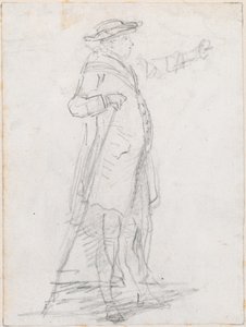 Mann med spaserstokk, sett i profil [recto] av Hubert Robert