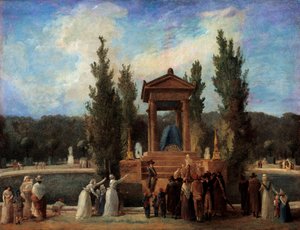 Monument hevet ved Tuileriene til ære for Jean Jacques Rousseau 10. oktober av Hubert Robert