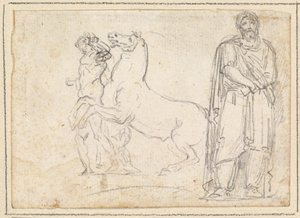 En av "Dioscuri" og en barbarisk fange av Hubert Robert