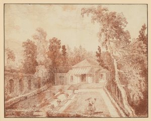 Paviljong i en park av Hubert Robert