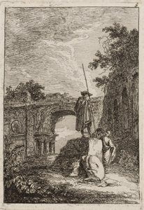 Plate åtte fra kvelder i Roma, 1763-64 av Hubert Robert