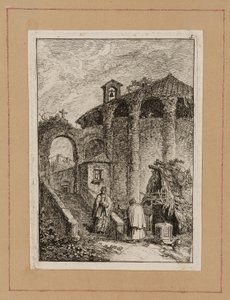 Plate fem fra Evenings in Roma av Hubert Robert