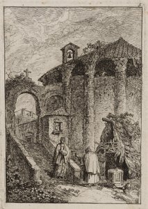 Plate fem fra Evenings in Roma av Hubert Robert