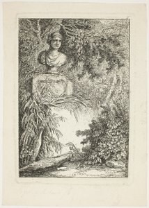 The Bust, plate to fra Evenings in Rome av Hubert Robert