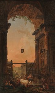 The Return of the Cattle, ca. 1773-75. av Hubert Robert