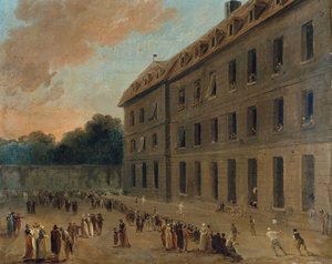 Fangene i Saint-Lazare, ca 1794. av Hubert Robert