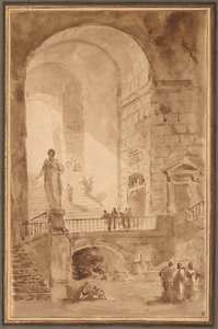 Hvelvet trapp, ca. 1770-1779. av Hubert Robert