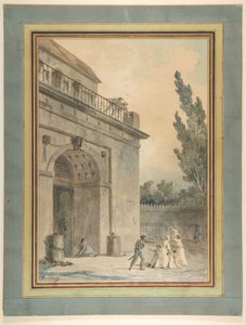 Besøkende som forlater et fengsel av Hubert Robert
