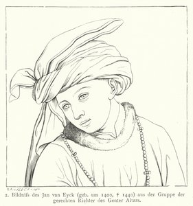 En av de rettferdige dommerne fra Jan van Eycks Ghent-altertavle av Hubert and Jan van  Eyck