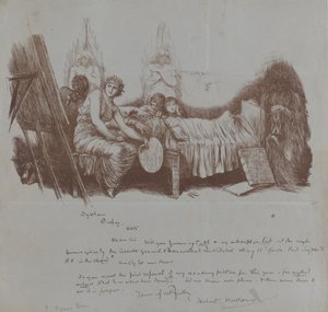 Invitasjon til en fordelsmiddag fra Hubert von Herkomer til Thomas Agnew, 1877-78. av Hubert von Herkomer