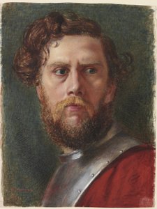 Study of a Head (akvarell og kroppsfarge på papir) av Hubert von Herkomer