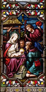 The Adoration of the Shepherds, 1865 (farget glass) av Hugh Hughes
