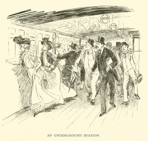En t-banestasjon (gravering) av Hugh Thomson