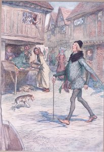Holder han ikke opp hodet, liksom? Og struct in his gate?, illustrasjon fra The Merry Wives of Windsor, 1910 av Hugh Thomson