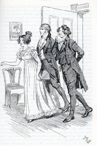 "Emma inviterer Mr Elton til å beundre portrettet av Harriett" av Hugh Thomson