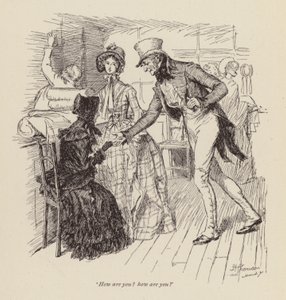 Illustrasjon for Cranford av fru Gaskell (gravering) av Hugh Thomson