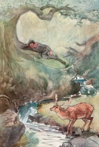 Illustrasjon for Shakespeares As You Like It (farge litho) av Hugh Thomson
