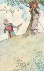 Illustrasjon for Shakespeares As You Like It (farge litho) av Hugh Thomson