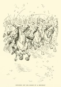 Slått av hesten sin av en Brickbat (gravering) av Hugh Thomson