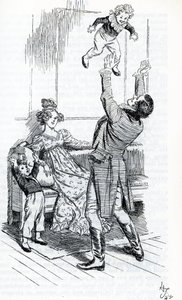 "Mr Knightley leker med barna sine" av Hugh Thomson