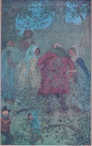 Nå, gode Sir John, hvordan lever Windsor-konene dine, illustrasjon fra The Merry Wives of Windsor, 1910 av Hugh Thomson